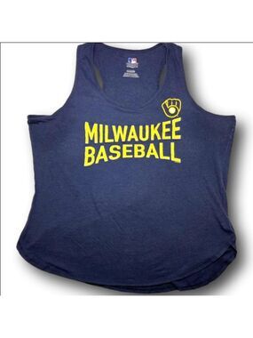 Women's MLB Navy Blue Milwaukee Baseball Tank Top XL